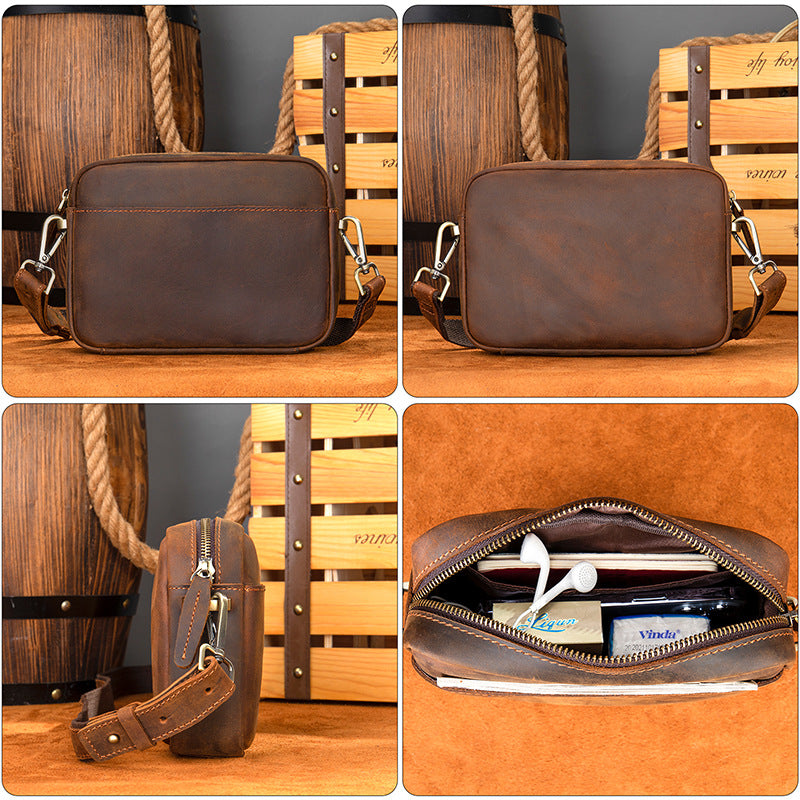 Men's Hand-held Retro Crazy Horse Leather Waterproof Bags