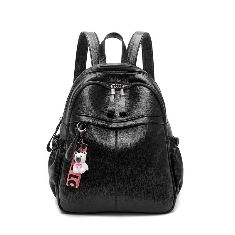 Women's Spring Fashion Cowhide Lychee Pattern Backpacks