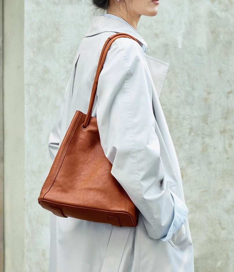 Women's Commuter Large Capacity Totes Genuine Leather Bucket Bags