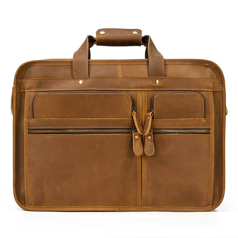 Men's Capacity Genuine Leather Retro Crazy Horse Men's Briefcases