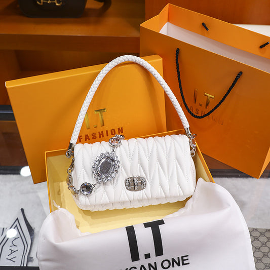 Women's Classic Style Rhinestone Chain Crystal Underarm Crossbody Bags