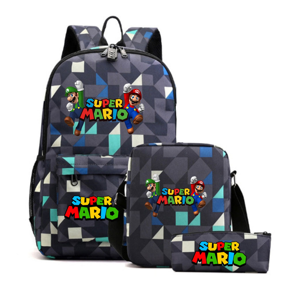 Game Mario Super Mary Three-piece Cartoon Middle School Students' Schoolbags