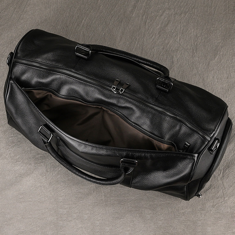 Men's Traveling Waterproof Lining Dry Wet Separation Cowhide With Travel Bags