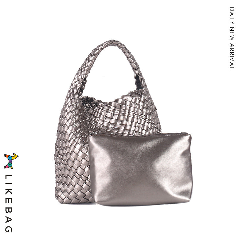 Women's Quality Handmade Woven Vegetable Basket Composite Shoulder Bags