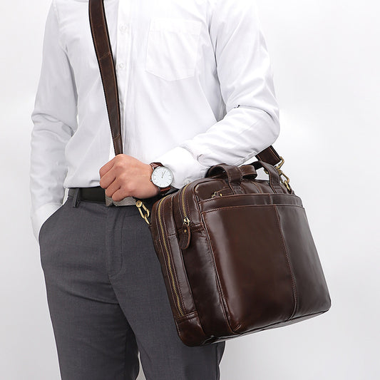 Men's Imported First Layer Cowhide Retro Oil Men's Briefcases