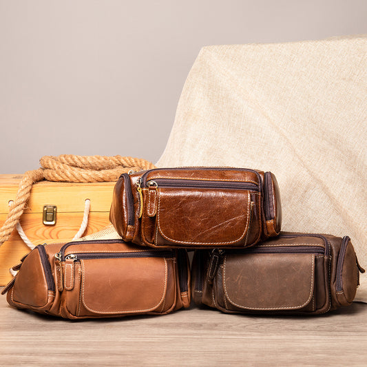 Men's Checkout Genuine Leather Wear Mobile Pouch Men's Waist Packs