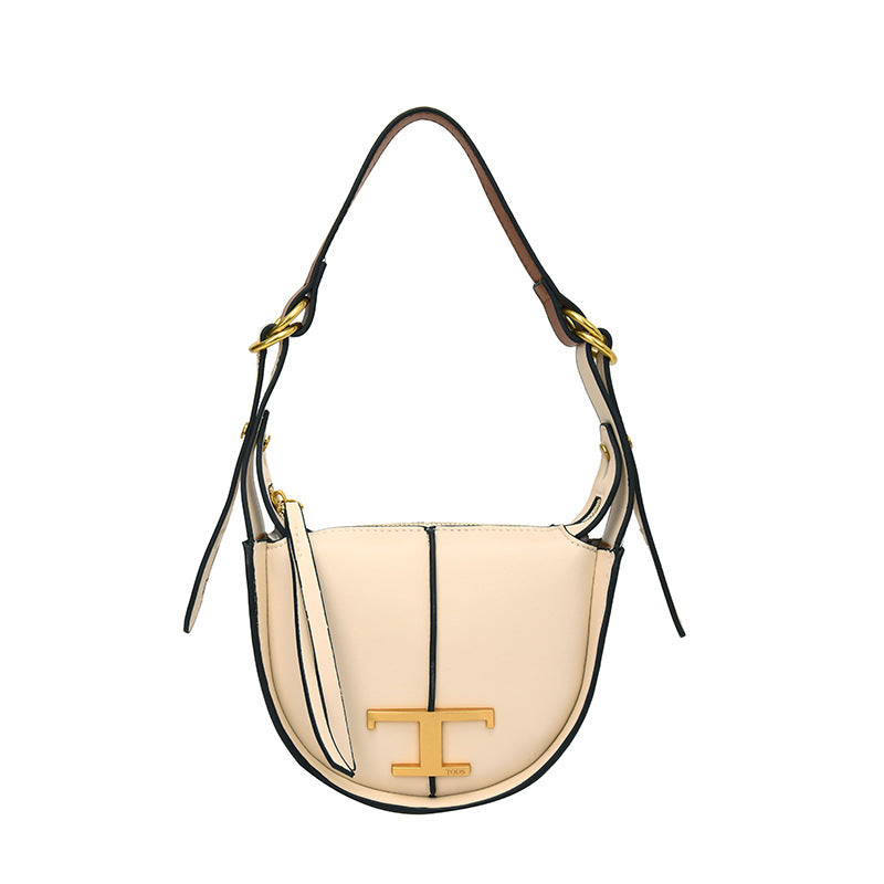 Genuine Leather Selenodont Design Half Month Bags