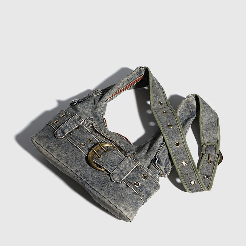 Women's Retro Hot Underarm Niche Washed Denim Armpit Bags