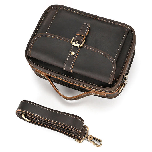 Men's Retro Crazy Horse Leather Trendy Genuine Men's Shoulder Bags