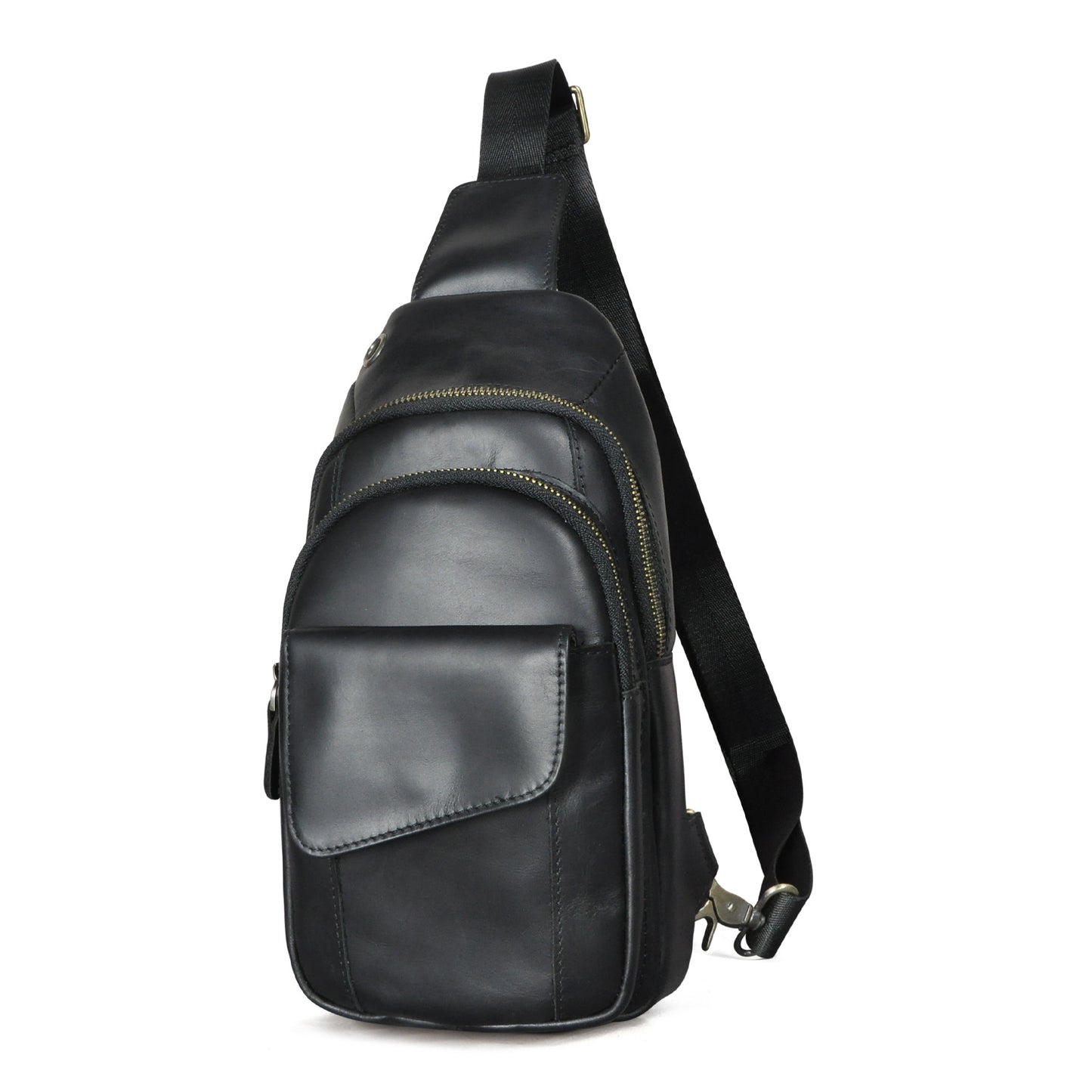 Men's Layer Oil Wax Cowhide Leather Retro Men's Chest Bags