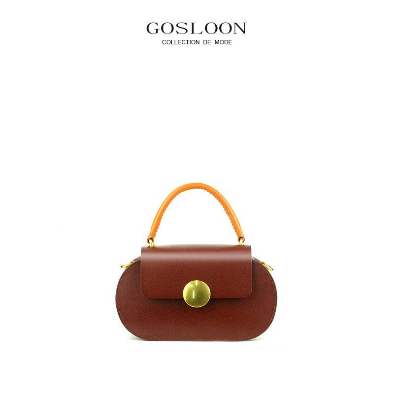 French Gu First Layer Thick Cowhide Handbags