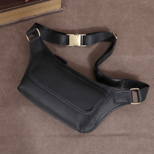 Men's Multifunctional Cowhide Leather Riding Crazy Horse Men's Waist Packs