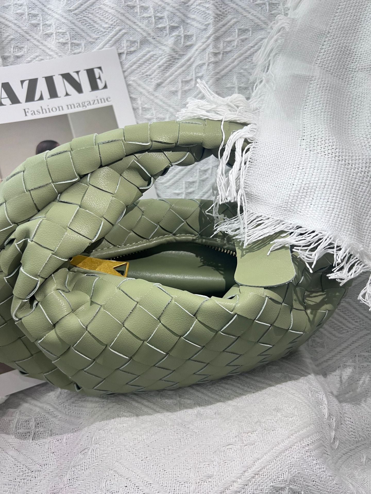 Women's Genuine Leather Hand-woven Cloud Soft Pleated Handbags
