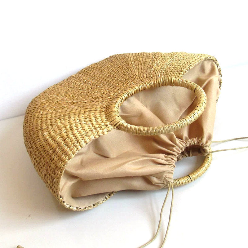 Woven Semicircle Hand Simple Solid Color Handbags