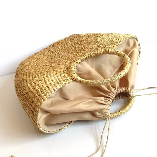 Woven Semicircle Hand Simple Solid Color Handbags
