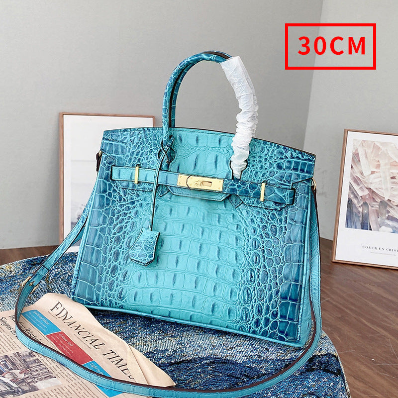 Women's Genuine Leather Crocodile Bone Cowhide Fashion Handbags