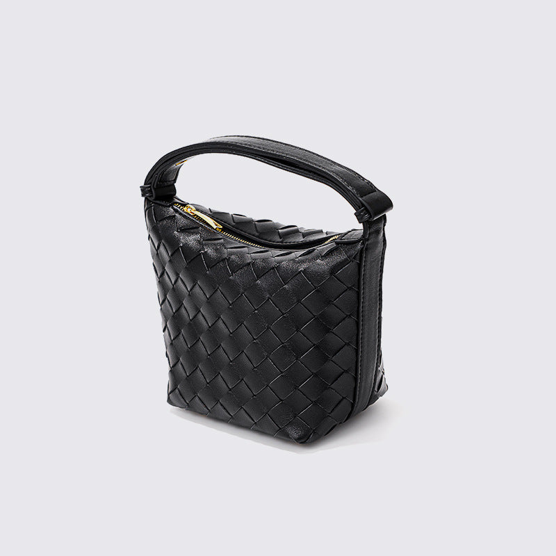 Women's Woven Lunch Box Style Design Sier Bucket Bags