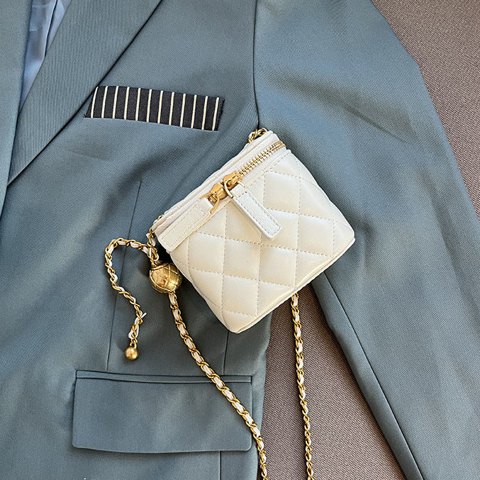Women's Genuine Leather Mini Style Metal Beads Shoulder Bags