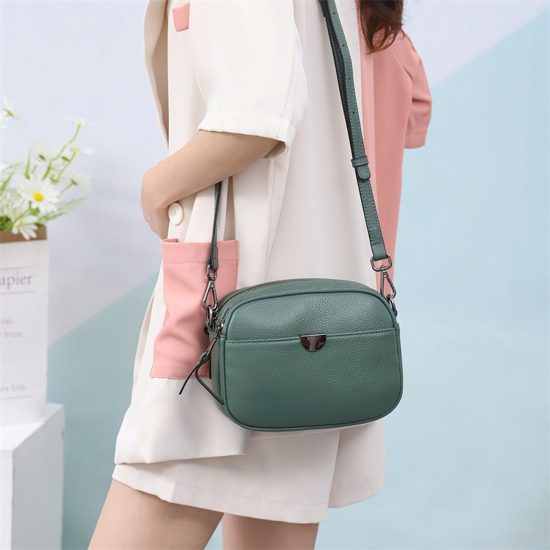 Women's Layer Cowhide Leisure Practical Simple Soft Crossbody Bags