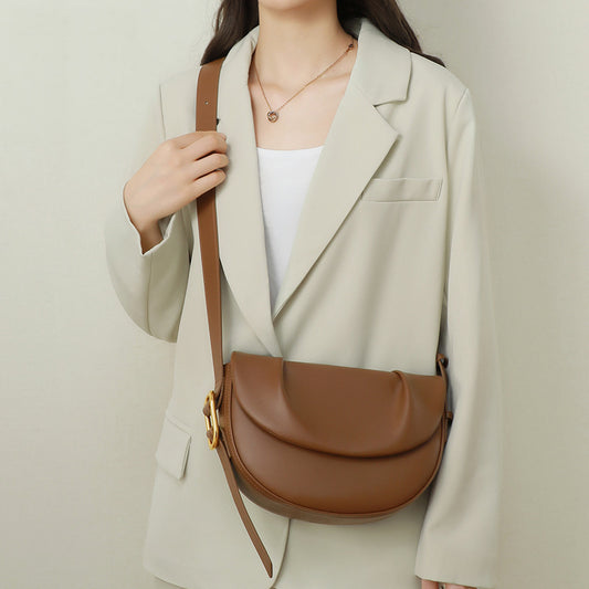 Women's One Niche Cowhide Pleated Underarm Saddle Bags