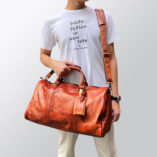 Women's & Men's & Genuine Leather Portable Fitness Travel Bags