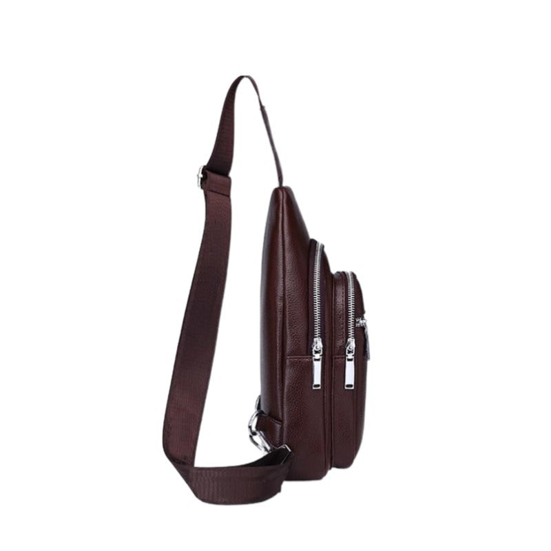 Men's First Layer Leather Trendy Live Broadcast Men's Chest Bags