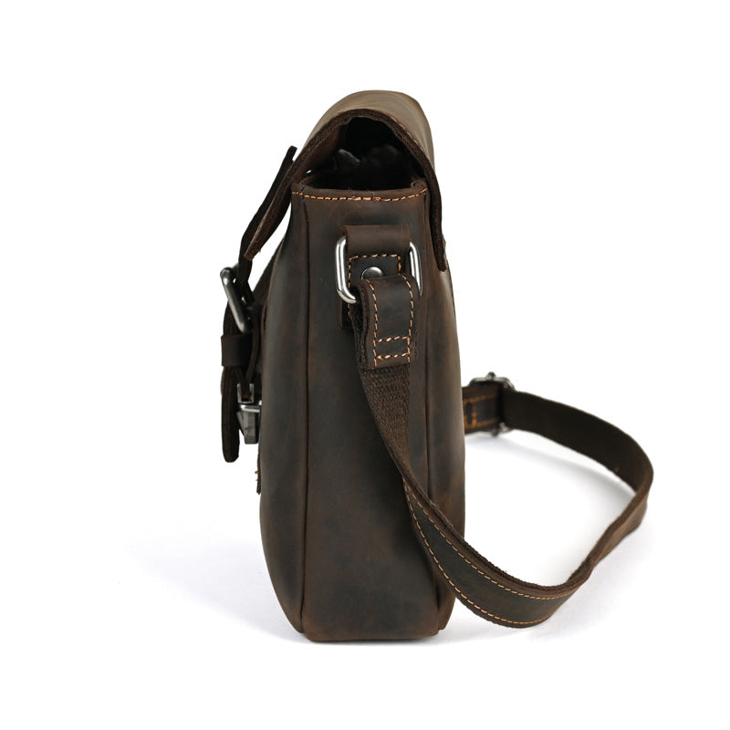 Men's First Layer Retro Crazy Horse Leather Cowhide Shoulder Bags