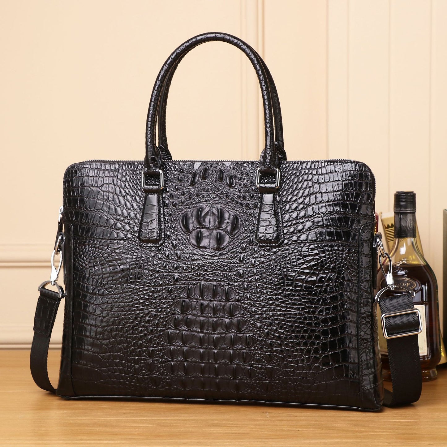 Men's Crocodile Pattern Business One Computer Men's Handbags
