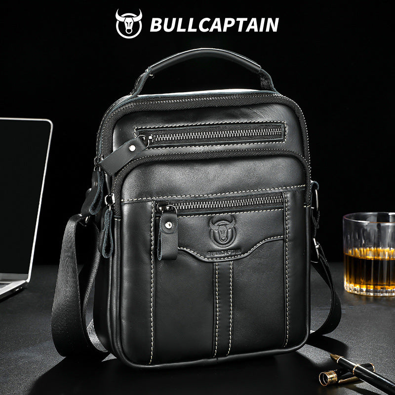Men's Bull Captain First Layer Cowhide Large Men's Shoulder Bags