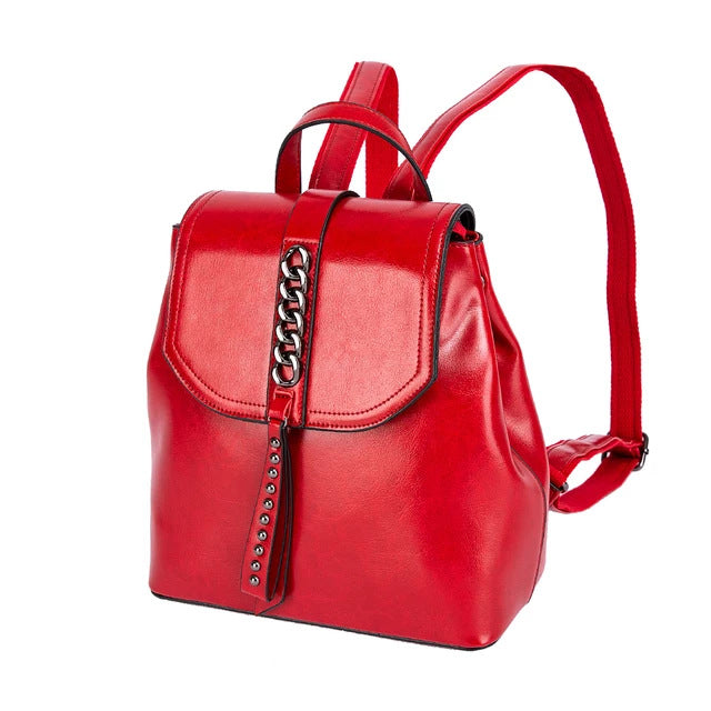 Women's Genuine Leather Fashion Storage Commuter Magnetic Backpacks