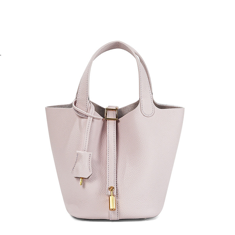 Women's High Quality Genuine Leather Vegetable Basket First Layer Cowhide Bucket Bags