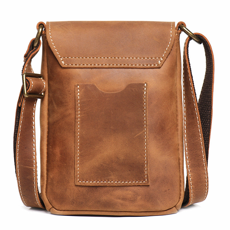 Men's Genuine Leather Crazy Horse Simple Cowhide Men's Shoulder Bags