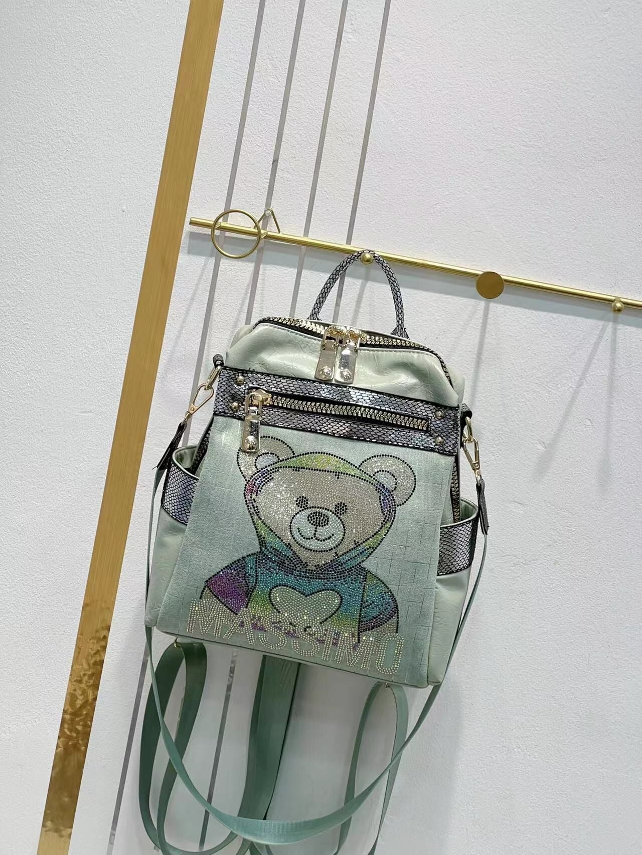 Women's Western Style Contrast Color Colorful Crystals Backpacks
