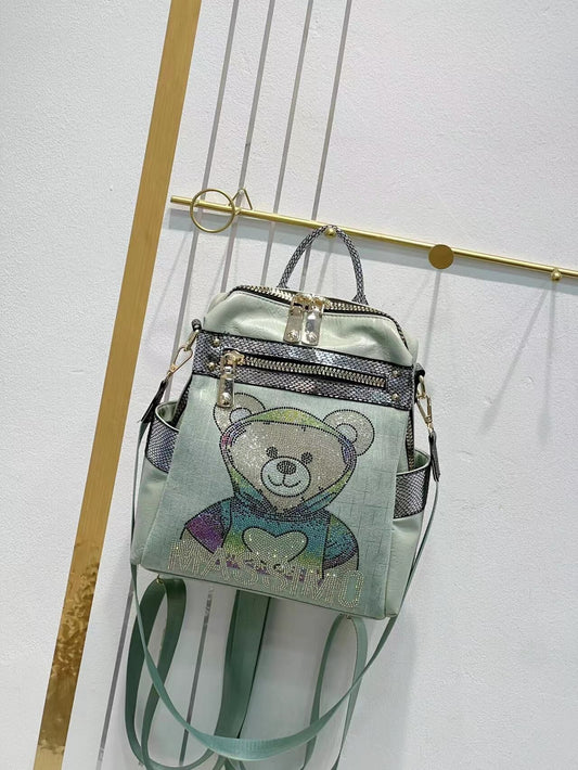 Women's Western Style Contrast Color Colorful Crystals Backpacks