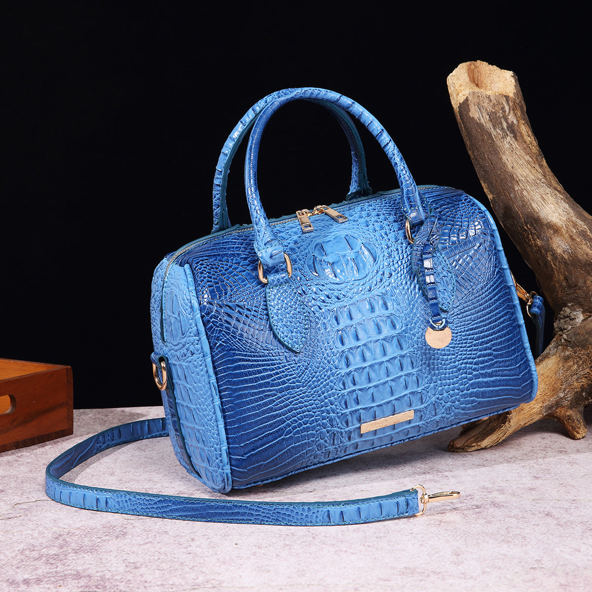 Women's Portable Underarm Vintage Brahmin Crocodile Pattern Handbags