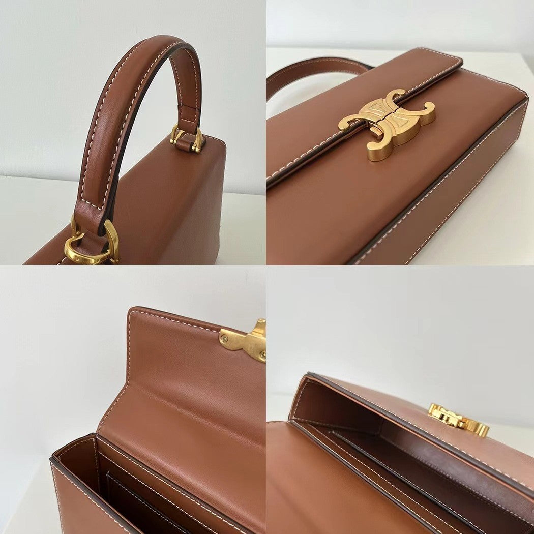 Women's Box Design Portable Retro Presbyopic Genuine Handbags