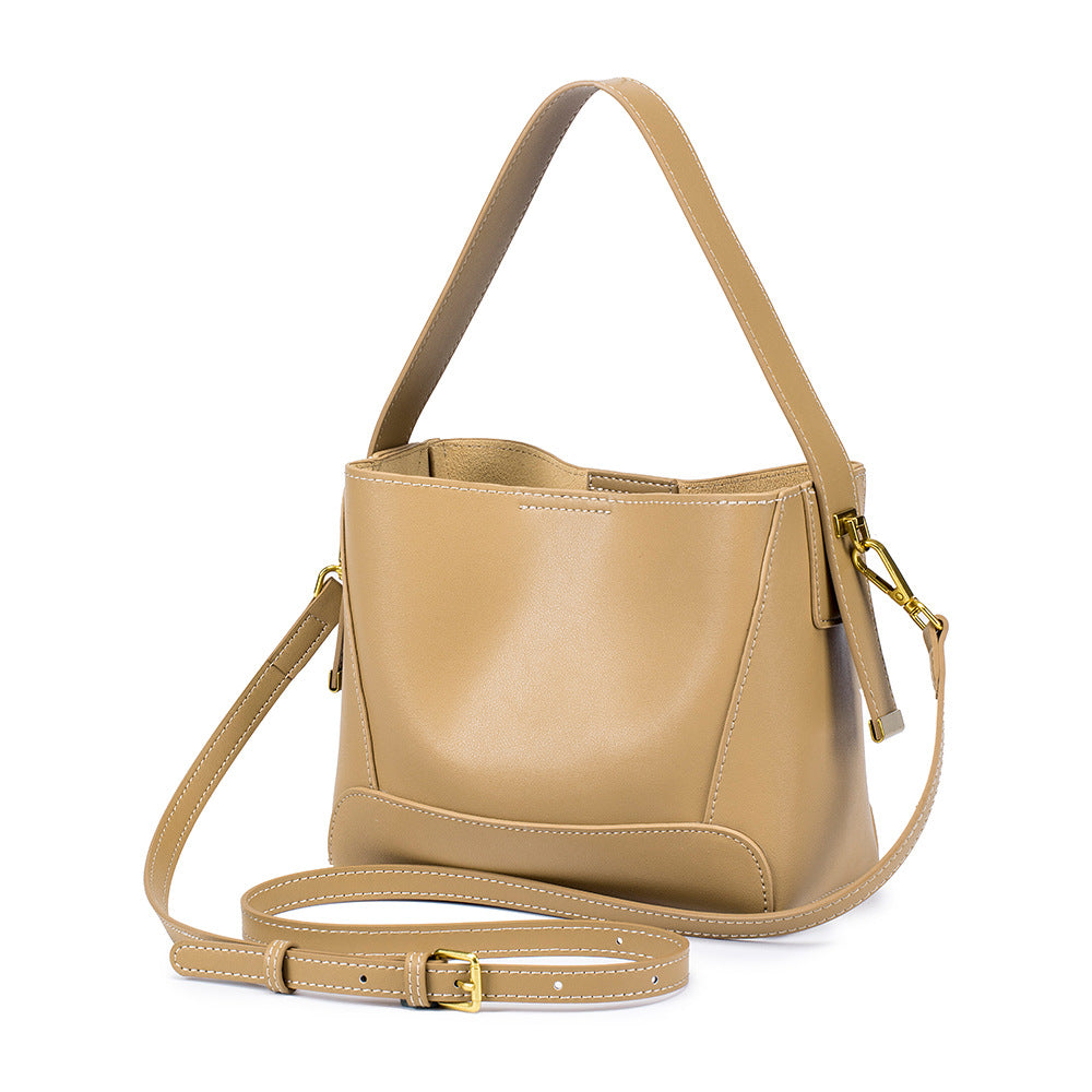 Women's Genuine Leather Niche High-grade Cowhide Exquisite Bucket Bags