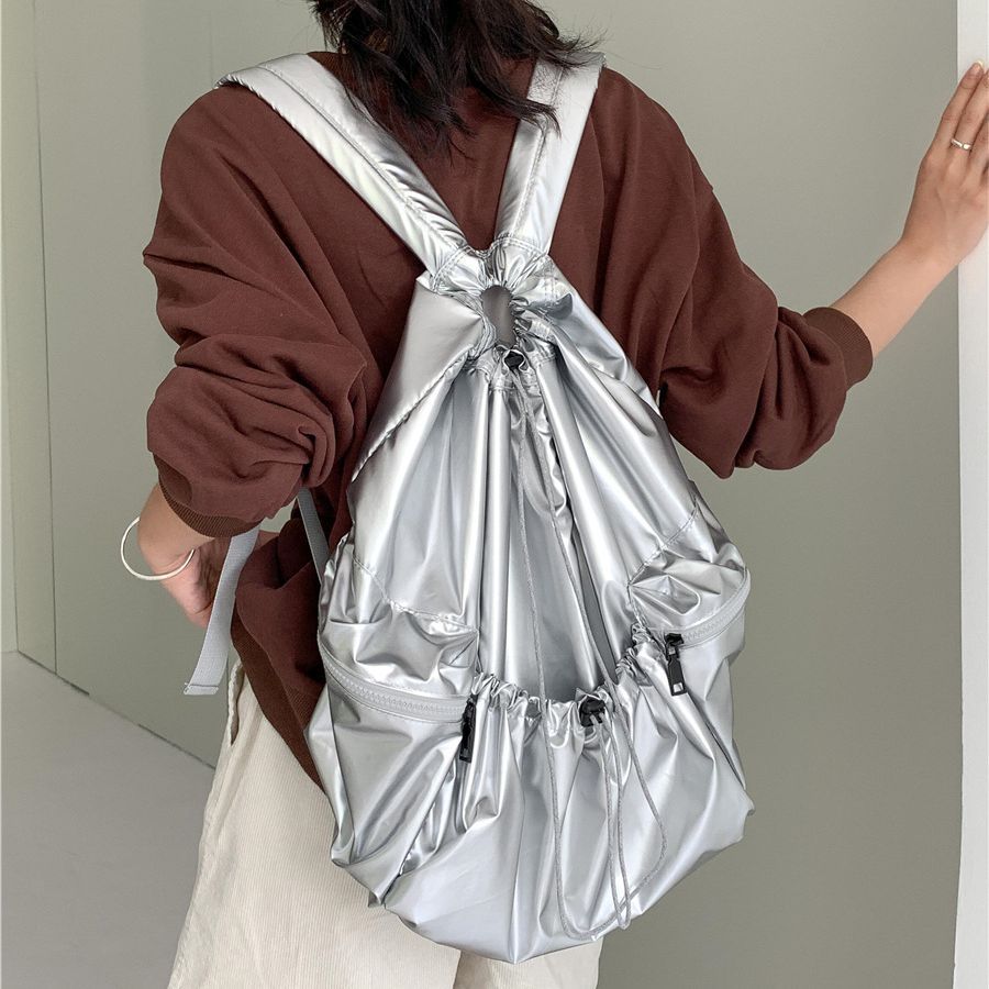 Women's Sier Lightweight Design Drawstring Ruffle Large Backpacks