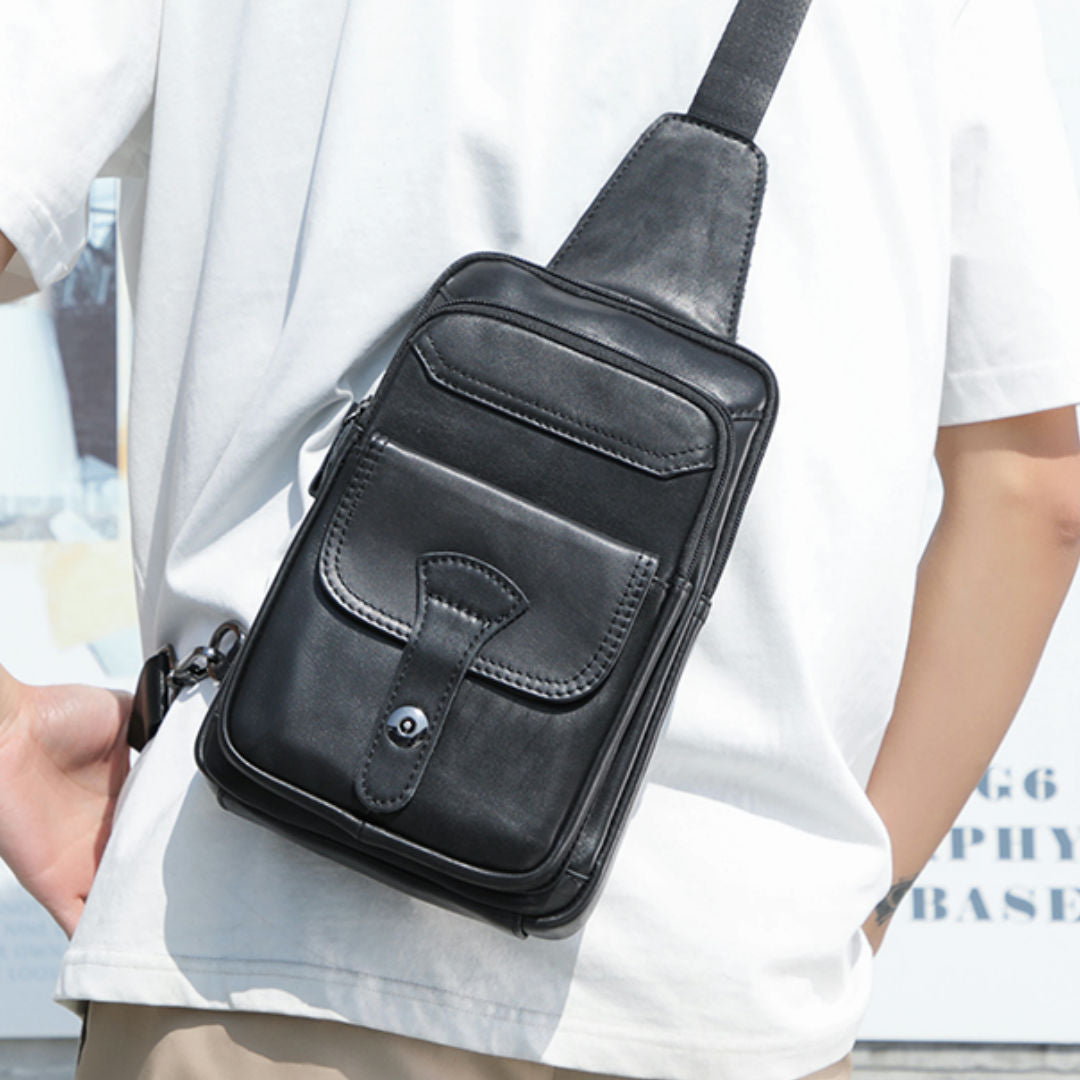 Men's Cowhide First Layer Retro Oil Wax Men's Messenger Bags