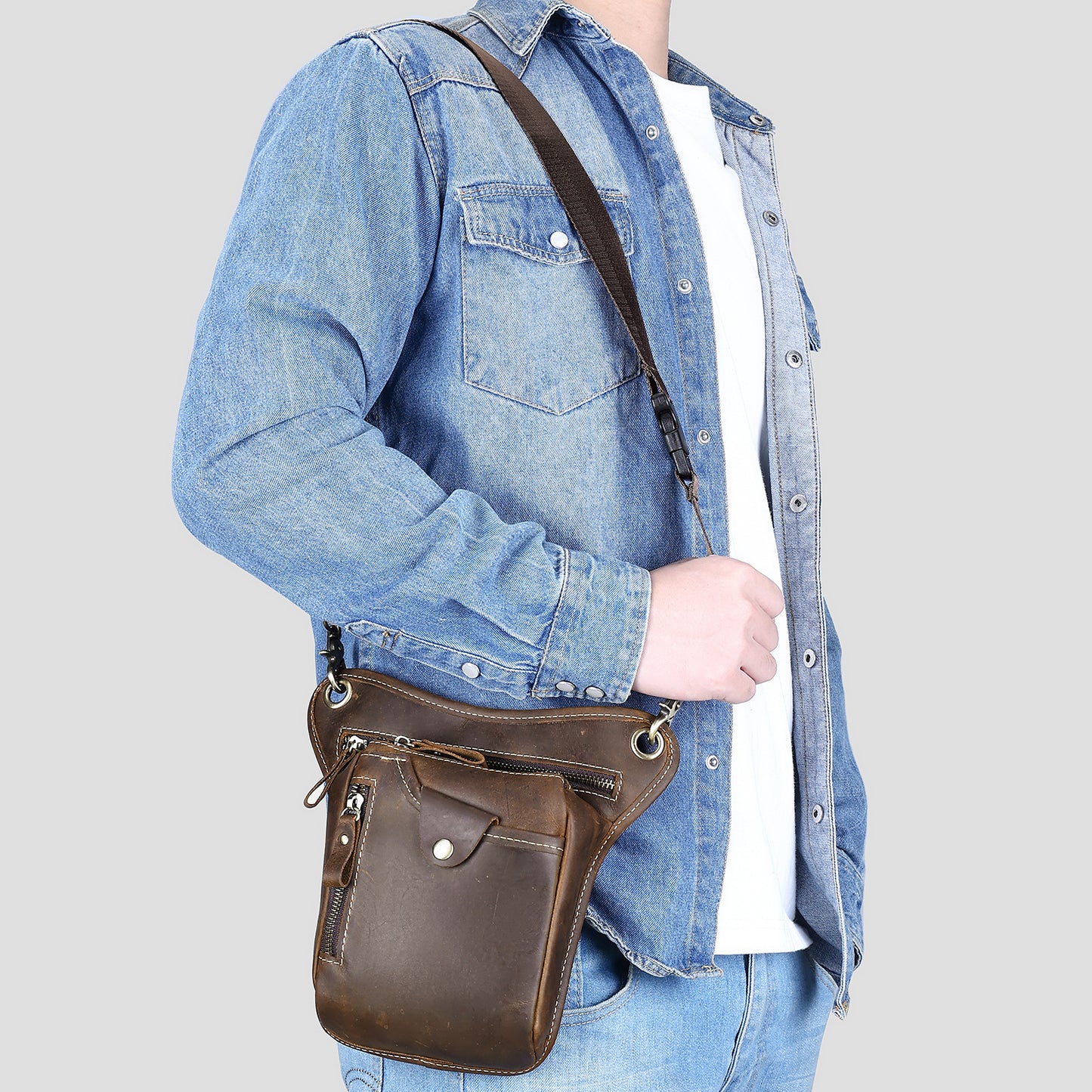 Men's Leather Personalized Riding Pocket Leg Mobile Men's Waist Packs
