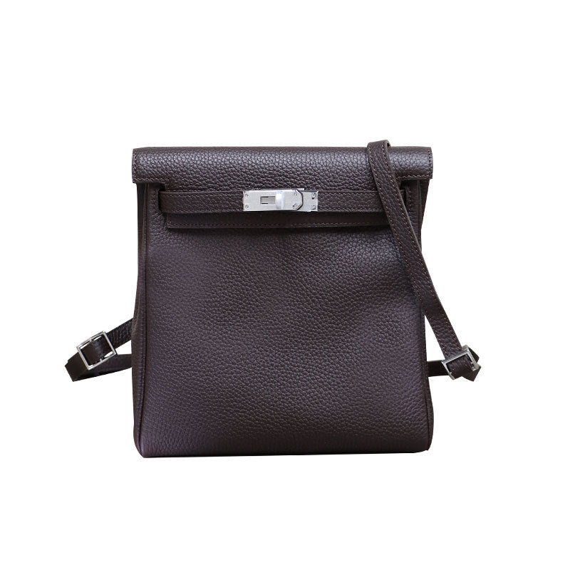 Women's Ebony Color Kelly Portable Fashion Cowhide Backpacks