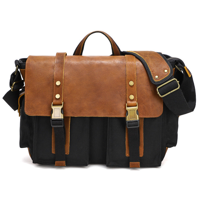 Men's Retro Oil Wax Canvas With First Men's Messenger Bags