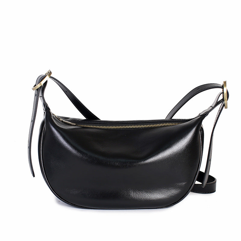 Women's Niche Cowhide Dumpling Vegetable Tanned Leather Shoulder Bags