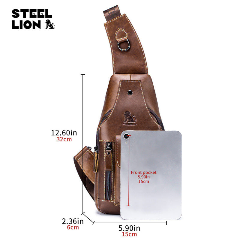 Men's Genuine Leather Retro One First Layer Men's Chest Bags
