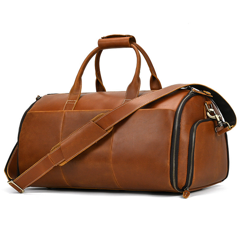 Men's Crazy Horse Leather Suit Storage Large Travel Bags