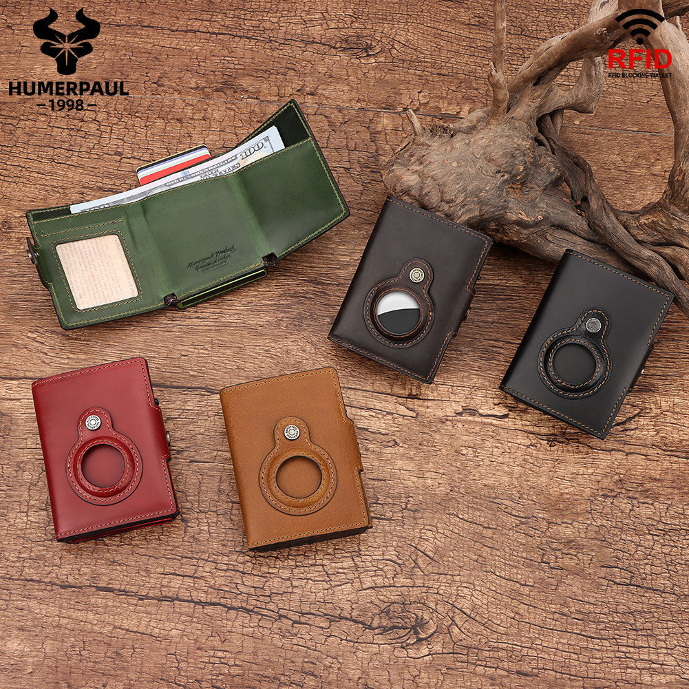First Layer Cowhide Automatic Delivery Metal Card Holder