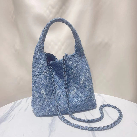 Women's Snowflake Denim Woven Chain Jean Mother Handbags