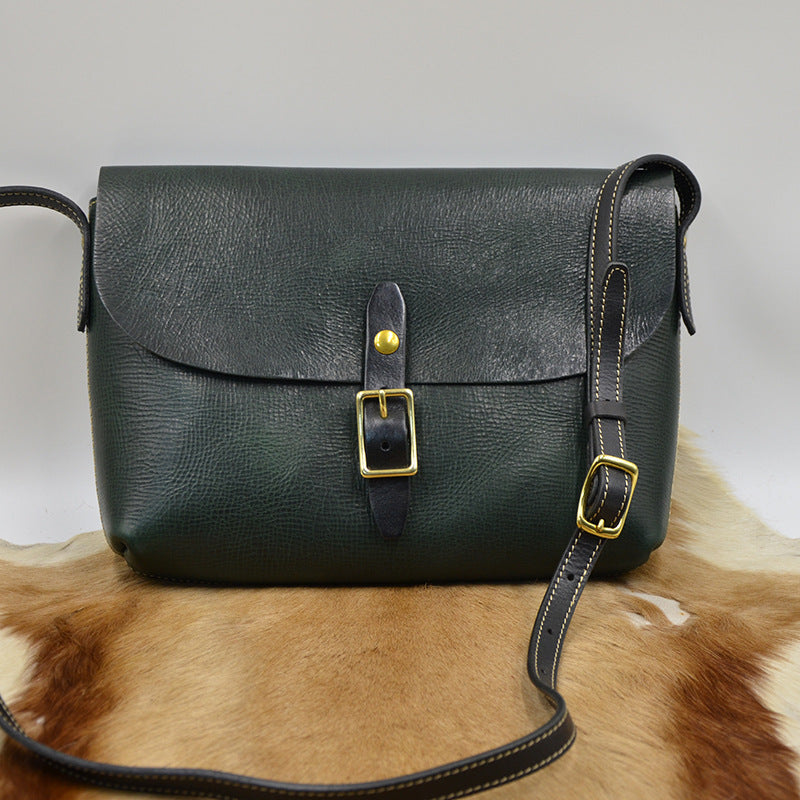 Women's Cowhide Handmade Vegetable Tanned Leather Retro Crossbody Bags