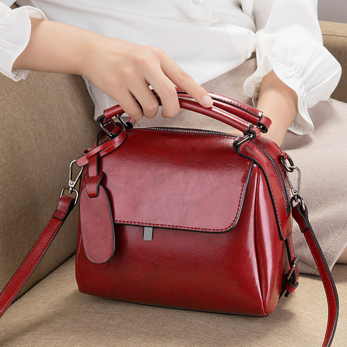 Women's Foxer Fashion Elegant White Wine Red Bags
