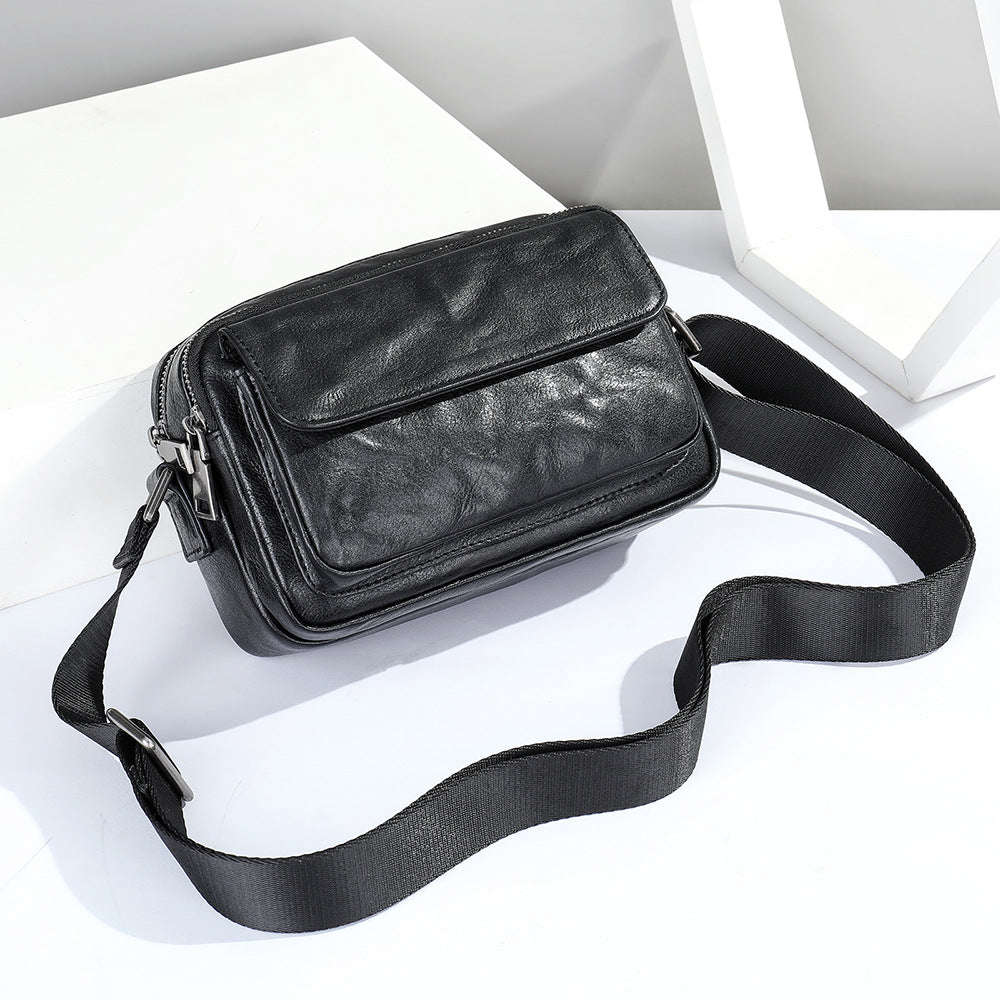 Men's Genuine Leather High-grade First Layer Cowhide Oblique Men's Messenger Bags